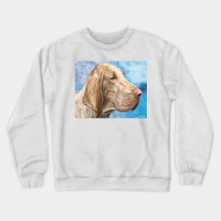 Bloodhound Painting on Light Blue Background Crewneck Sweatshirt